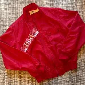 Vintage Official Made in USA Budweiser Red Racing Jacket/Windbreaker Medium (A)